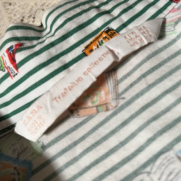 Zara Women's Striped Floral Mini Dress - Blue and White - Picture 5 of 6